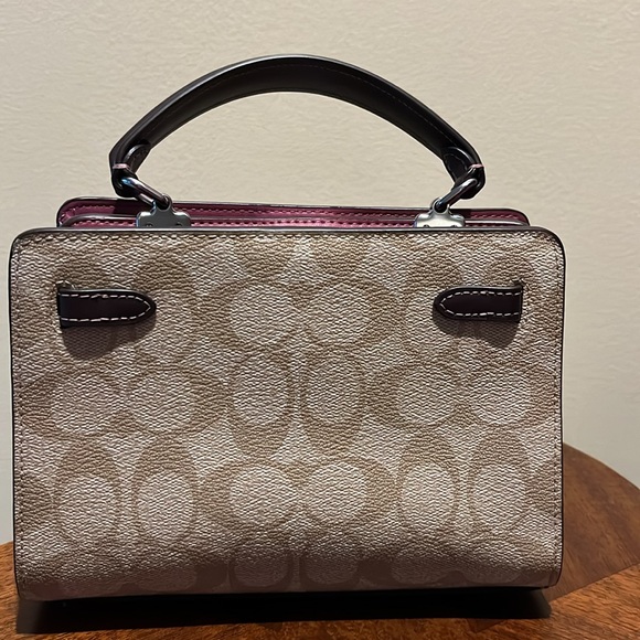 Coach Mini Lane color block mini Bag  monogram, brown/tan Peach & raspberry NWOT - Picture 9 of 17